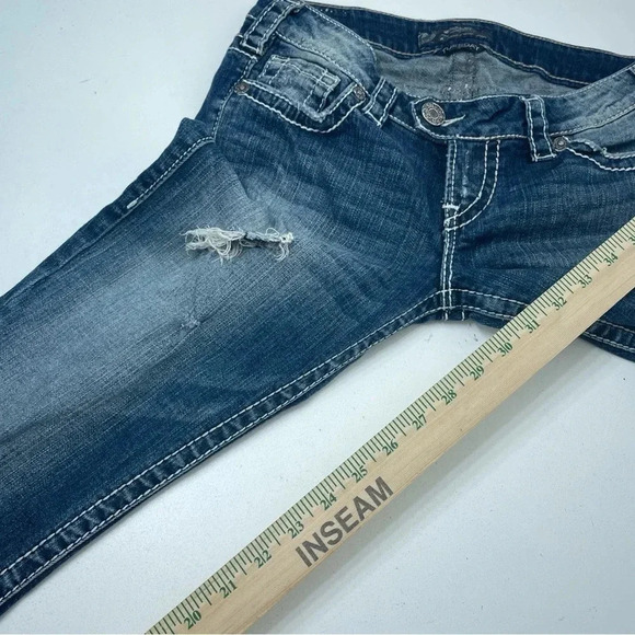 Silver Jeans Tuesday 27x33 womens Distressed blue 3457 - Picture 6 of 11